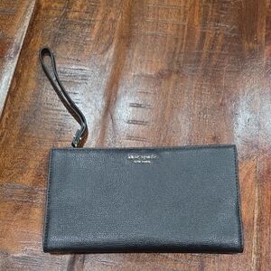 Black Leather Wristlet Wallet by Kate Spade